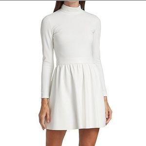 NWT$330 Alice + Olivia Chara Vegan Leather Skater Off White Mini Dress Sz 10